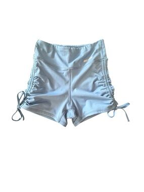 Bo + Tee Blue High-Waist Ruched Side Bike Shorts